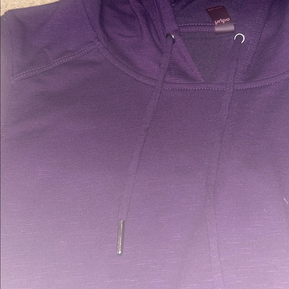 Dark Purple Sleeveless Hoodie Sweater comfy casual midi dress - Picture 6 of 7